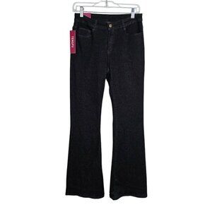 NWT Women's TENGFU Flare Leg Jeans BLACK size 4 High Rise Denim Bootcut Preppy